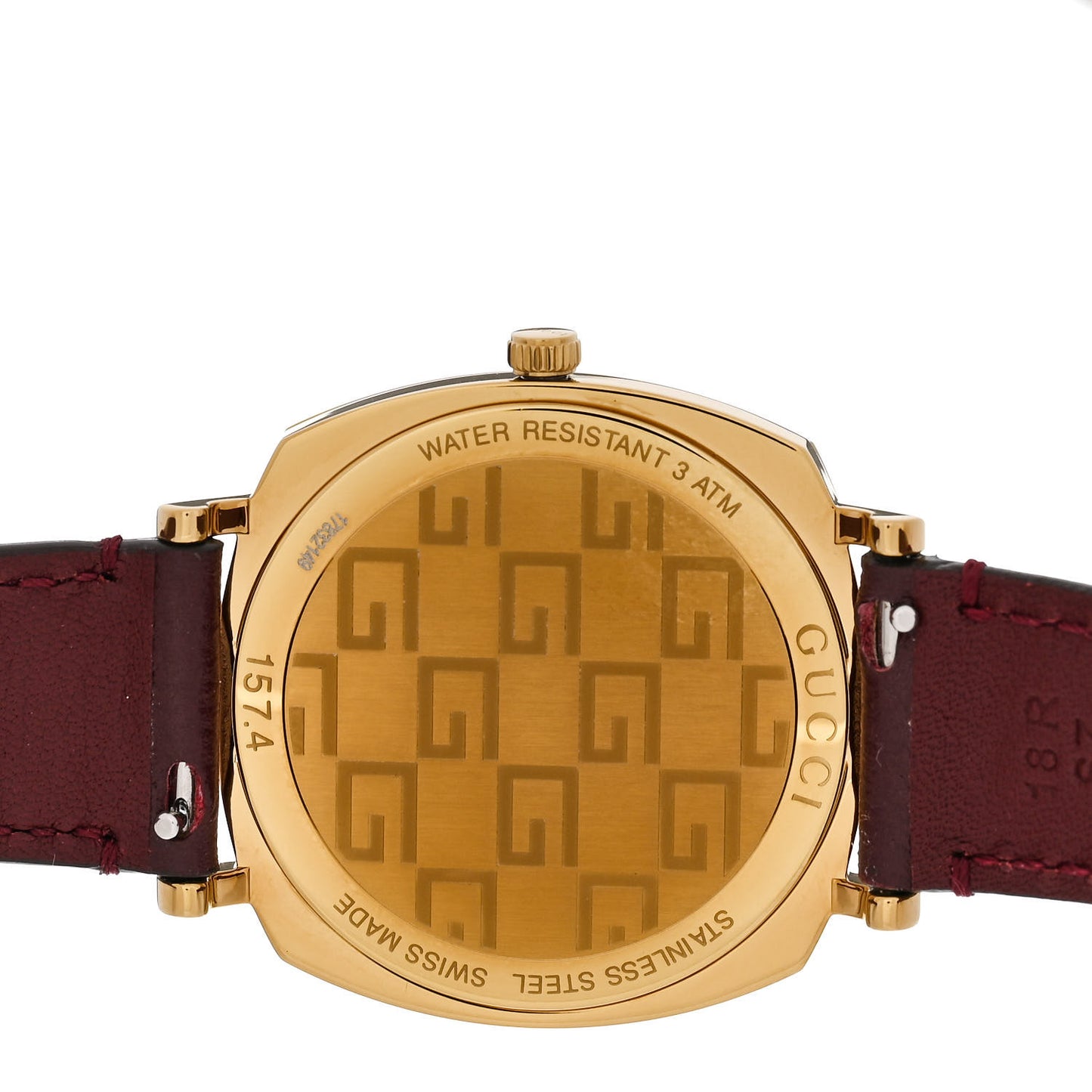 Stainless Steel Alligator 35mm Grip Quartz Watch Burgundy