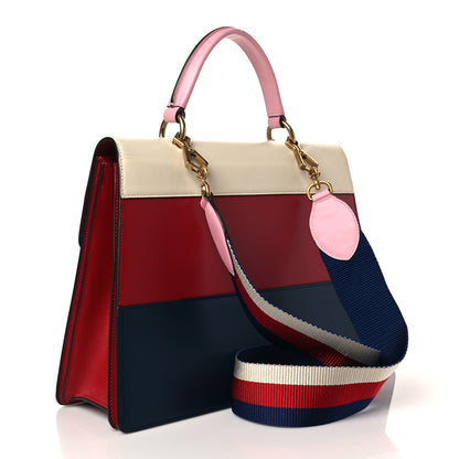 Gucci Calfskin Sylvie Web Large Queen Margaret Top Handle Bag Blue Agata Hibiscus Red Mystic White Sugar Pink 3 of 10