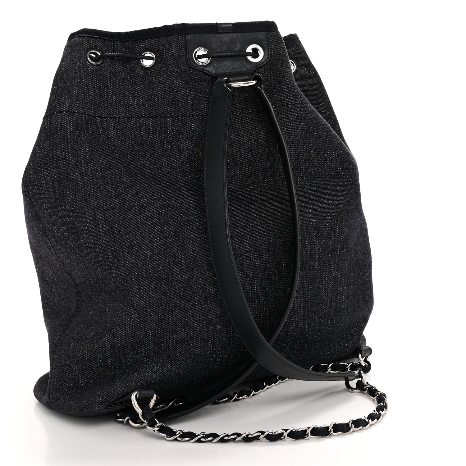 Chanel Canvas Large Deauville Backpack Denim Blue 3 of 15