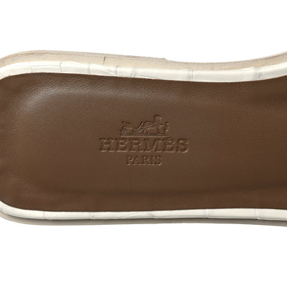 Hermes Matte Niloticus Crocodile Himalaya Oran Sandals 37 Blanc 7 of 9