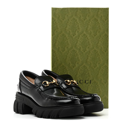 Gucci Magnum Calfskin Nappa Samoa Womens Horsebit Platform Chunky Lug Sole 40mm Loafers 40 Black 9 of 9