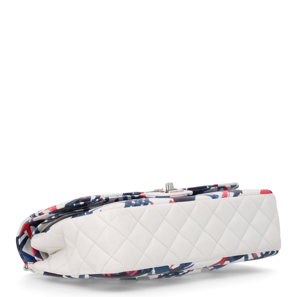 Lambskin Airline Printed Medium Double Flap White Red Blue