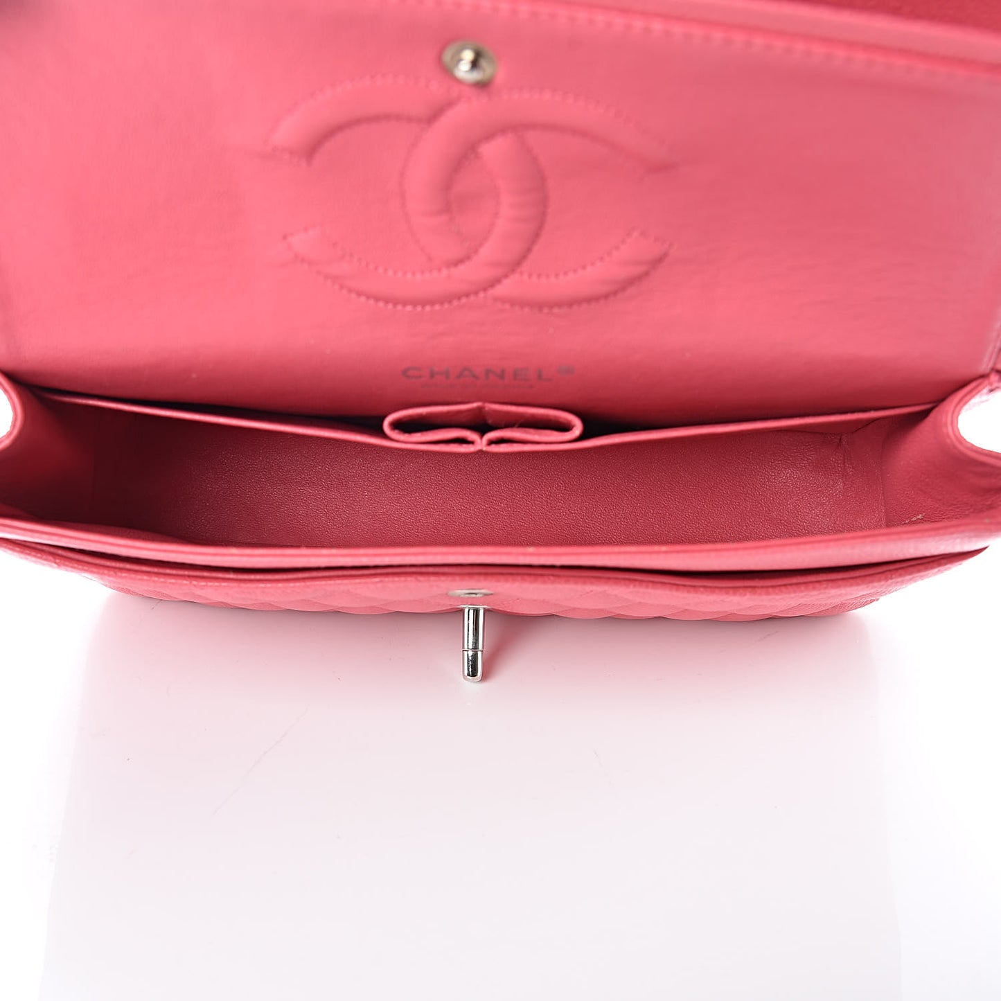 Caviar Quilted Medium Double Flap Dark Pink