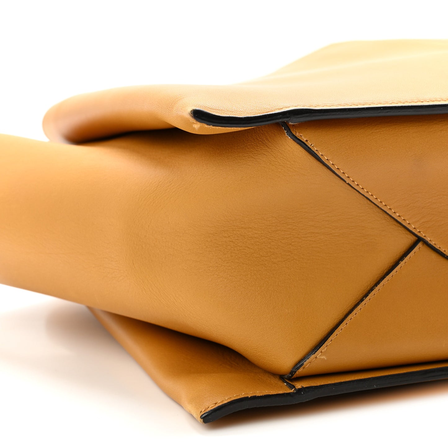 Supple Natural Calfskin Medium Tri-Fold Bag Ocre