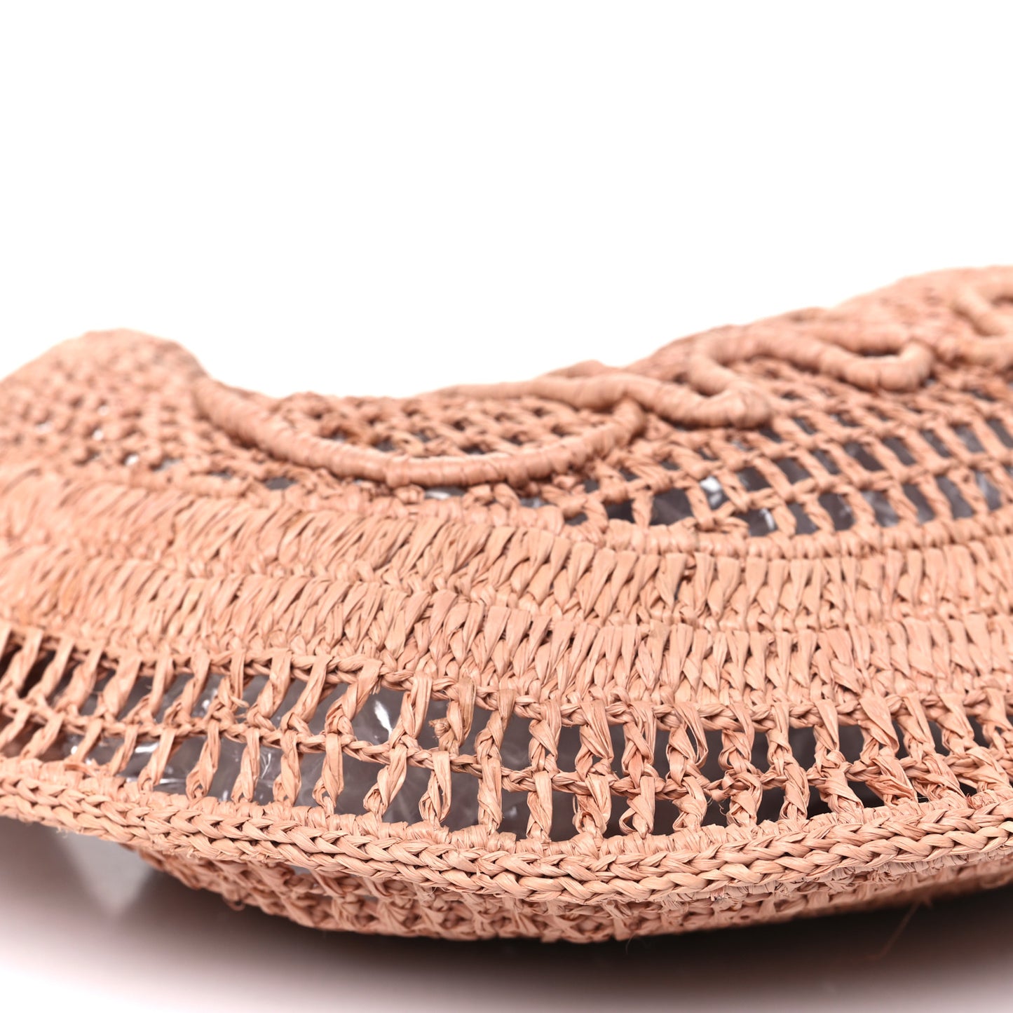 Raffia Calfskin Summer Banana Hobo Summery Beige
