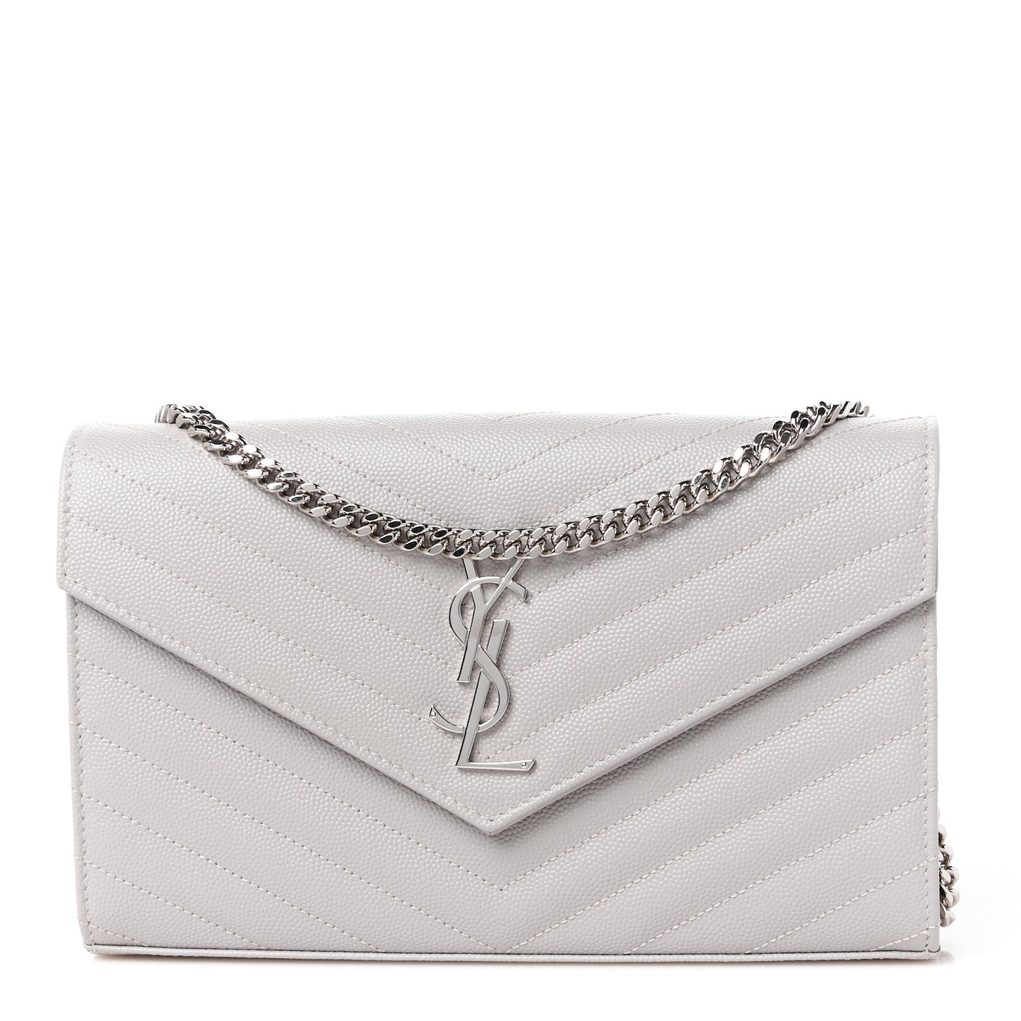 Grain De Poudre Matelasse Chevron Monogram Chain Wallet Granite