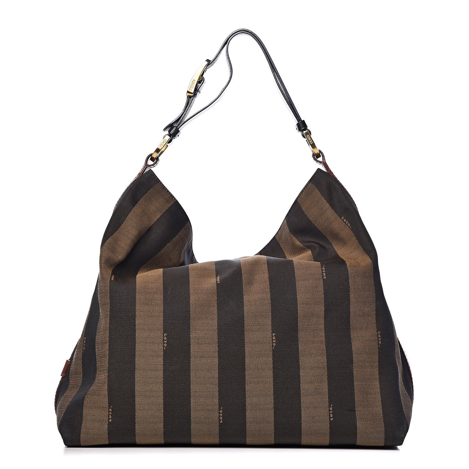 Fendi Pequin Cuoio Vegetale Large Hobo Tobacco Black Cuoio 1 of 18