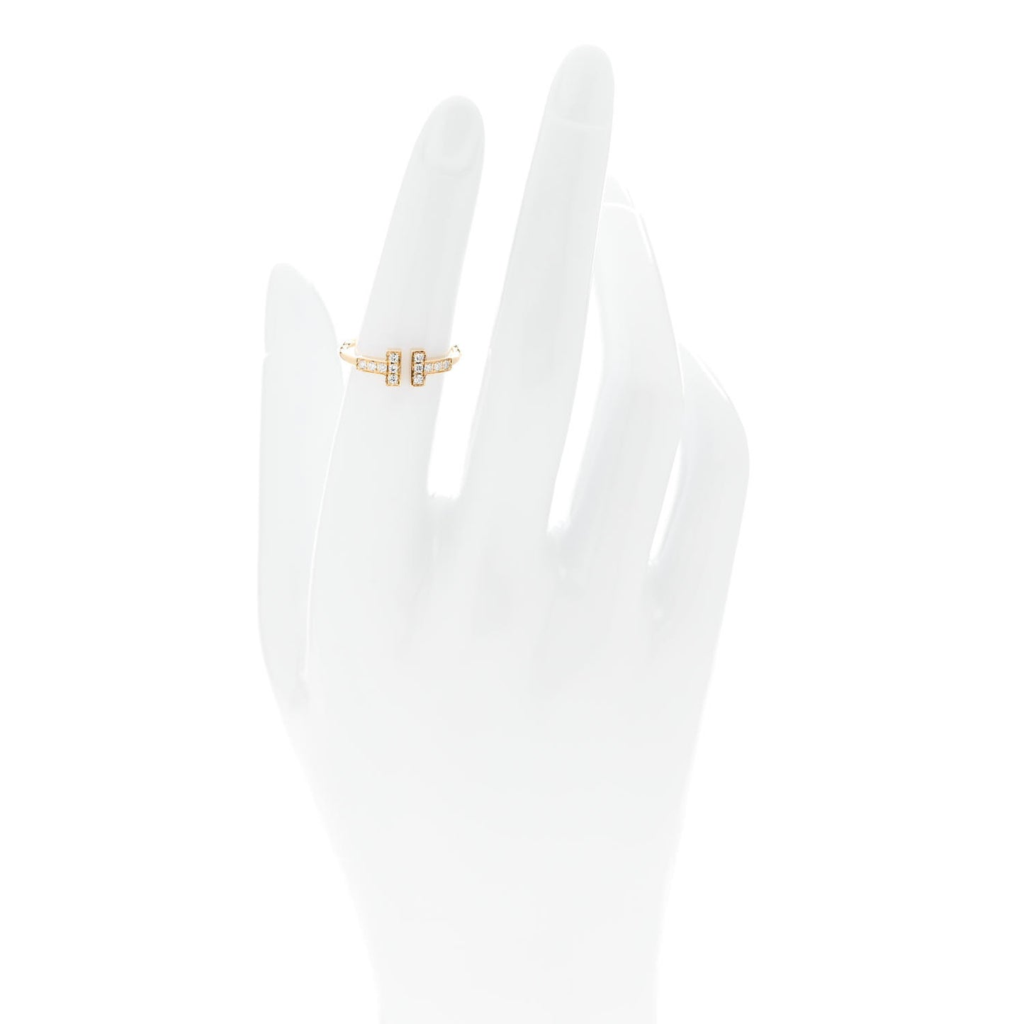 18K Yellow Gold Diamond T Wire Ring 50 5.5