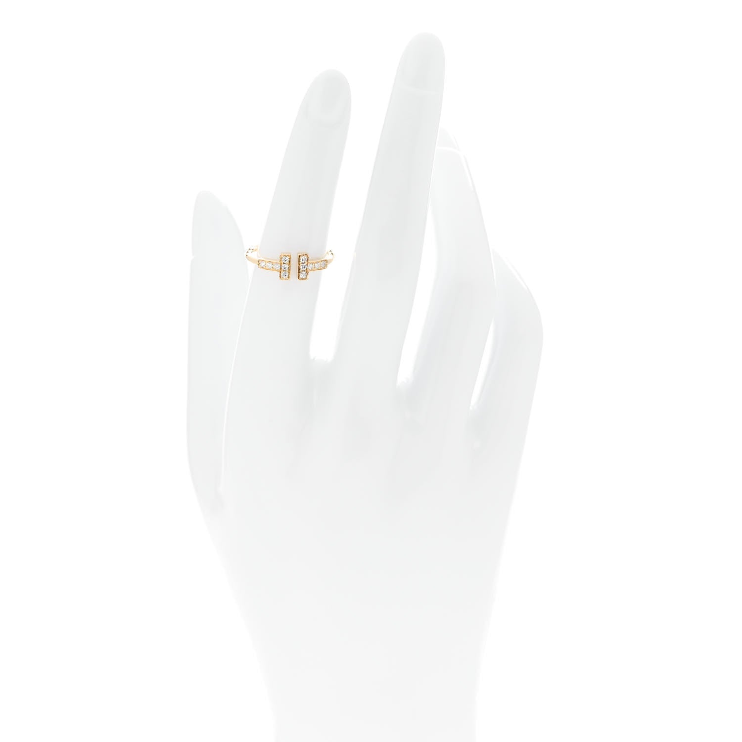 Tiffany 18K Yellow Gold Diamond T Wire Ring 50 5.5 2 of 4