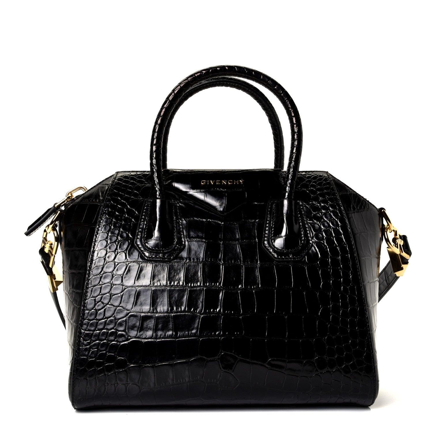 Givenchy Calfskin Crocodile Embossed Small Antigona Black 1 of 4