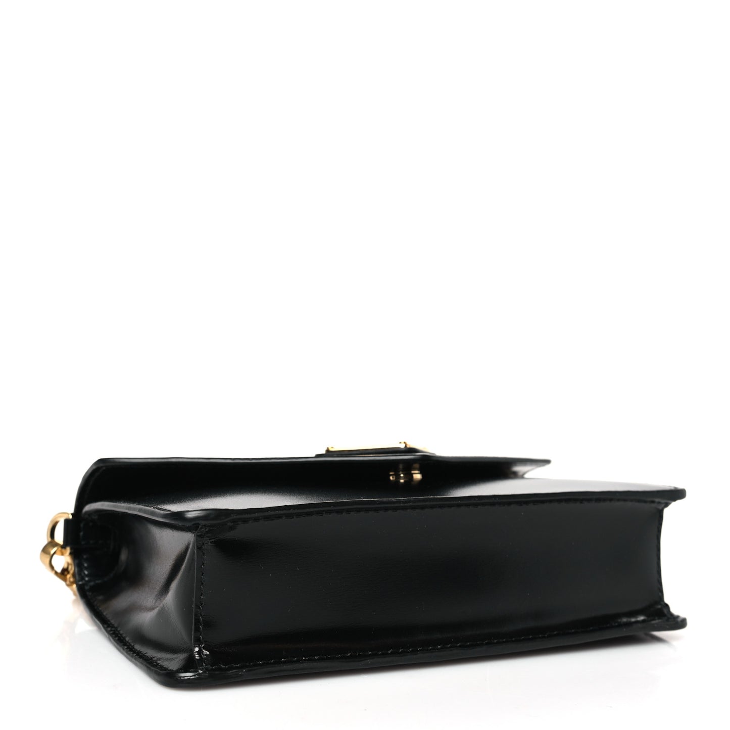 Vitello Envelope Flap Chain Crossbody Bag Black