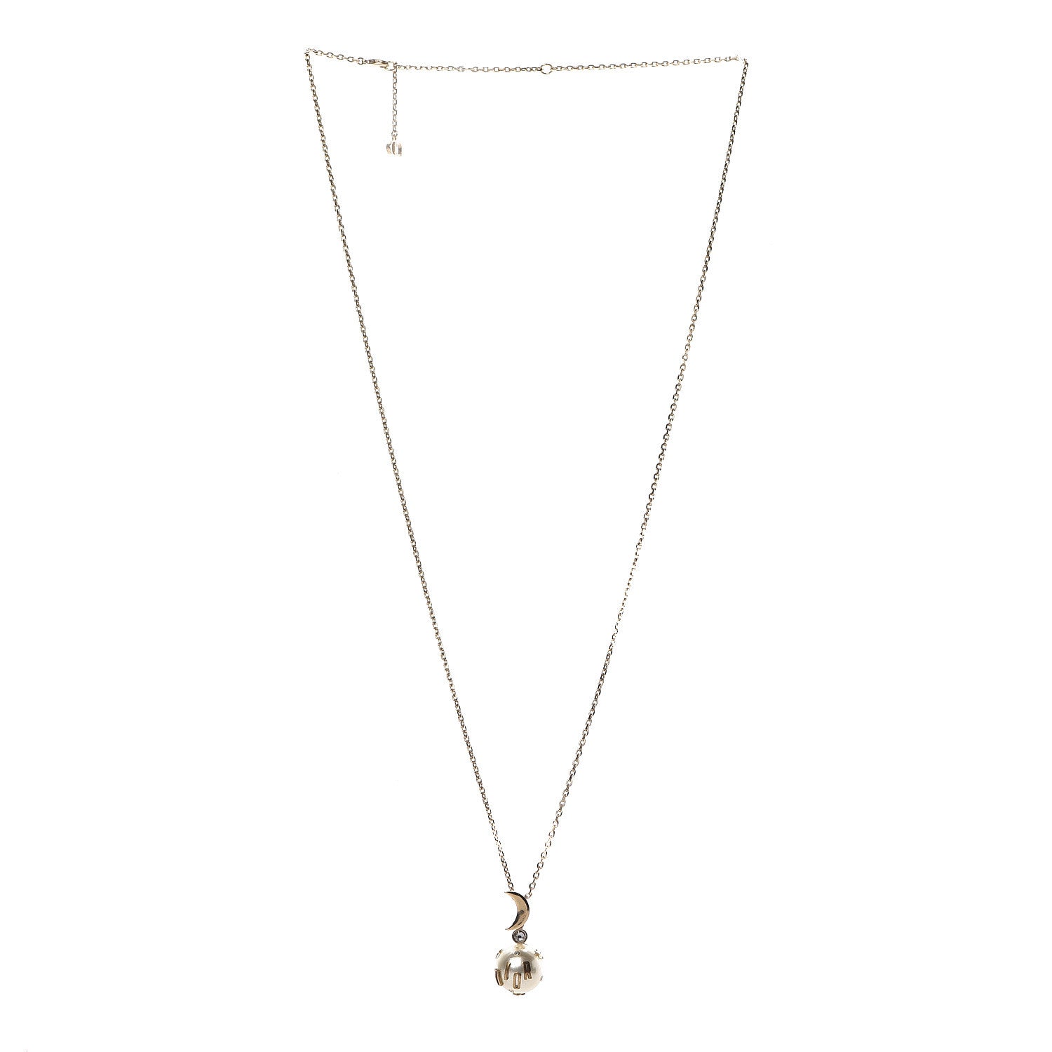 Christian Dior Resin Pearl Moon Stellaire Necklace Gold 3 of 7