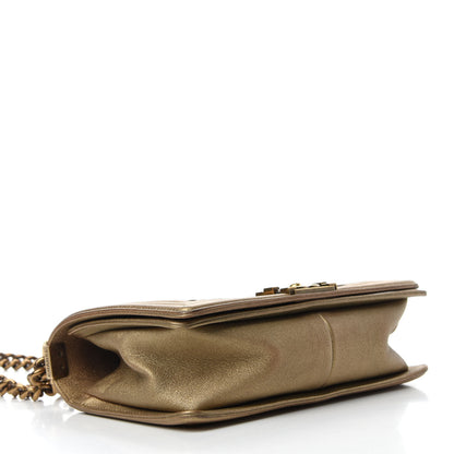 Chanel Metallic Lambskin Medium Golden CC Boy Flap Dark Gold 4 of 12