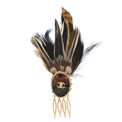 Chanel Feather CC Hair Comb Gold 1 of 4