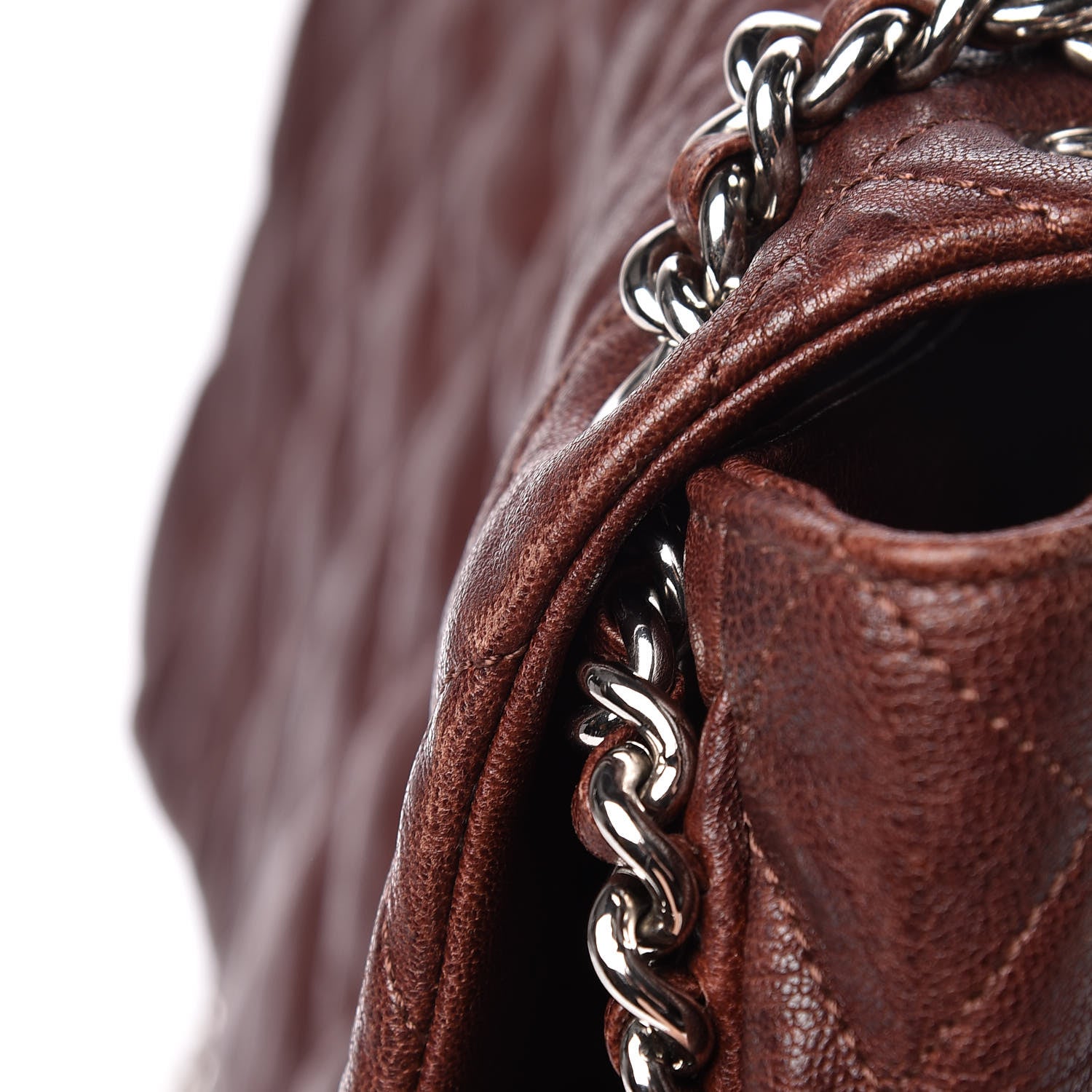 Chanel Crumpled Lambskin Quilted Maxi Chain Around Flap Dark Brown 16 of 17