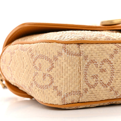 Gucci Raffia GG Monogram Matelasse Small GG Marmont Shoulder Bag Natural Beige Off White Sun Oil 9 of 12