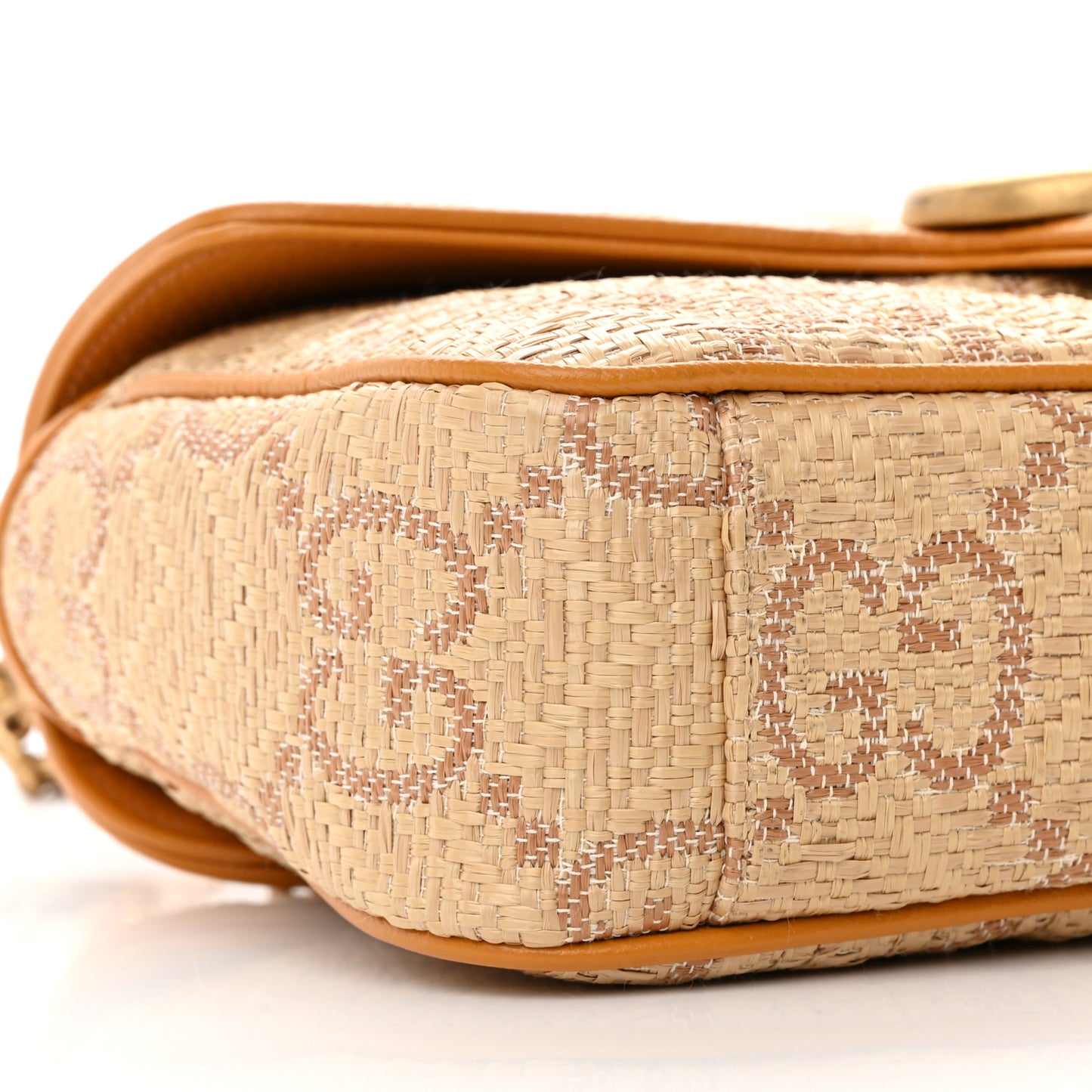 Raffia GG Monogram Matelasse Small GG Marmont Shoulder Bag Natural Beige Off White Sun Oil