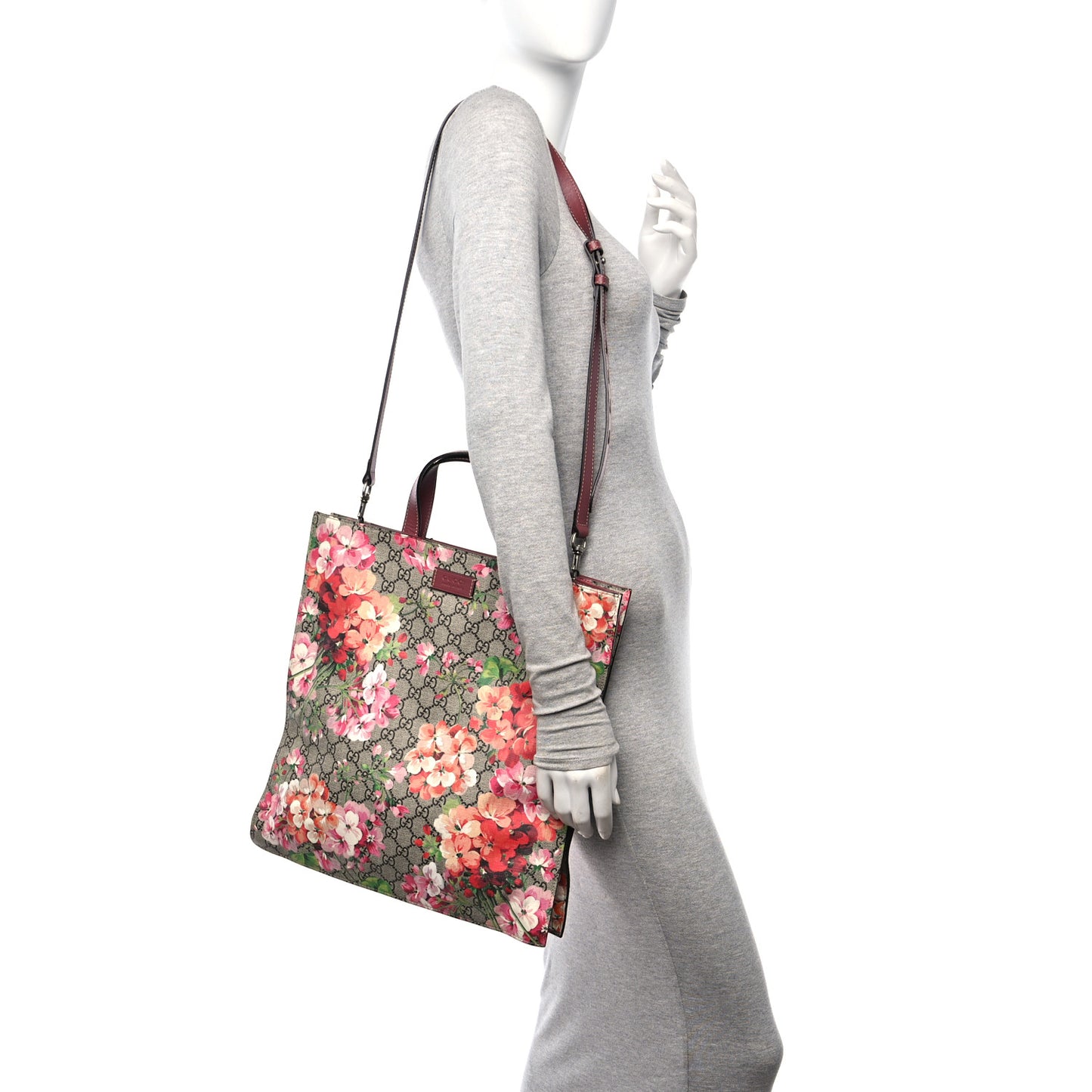 Soft GG Supreme Monogram Blooms Vertical Tote Beige Multicolor Dry Rose
