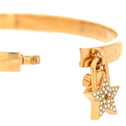 Christian Dior Metal Crystal Lucky Locket Star Bracelet Gold 5 of 6