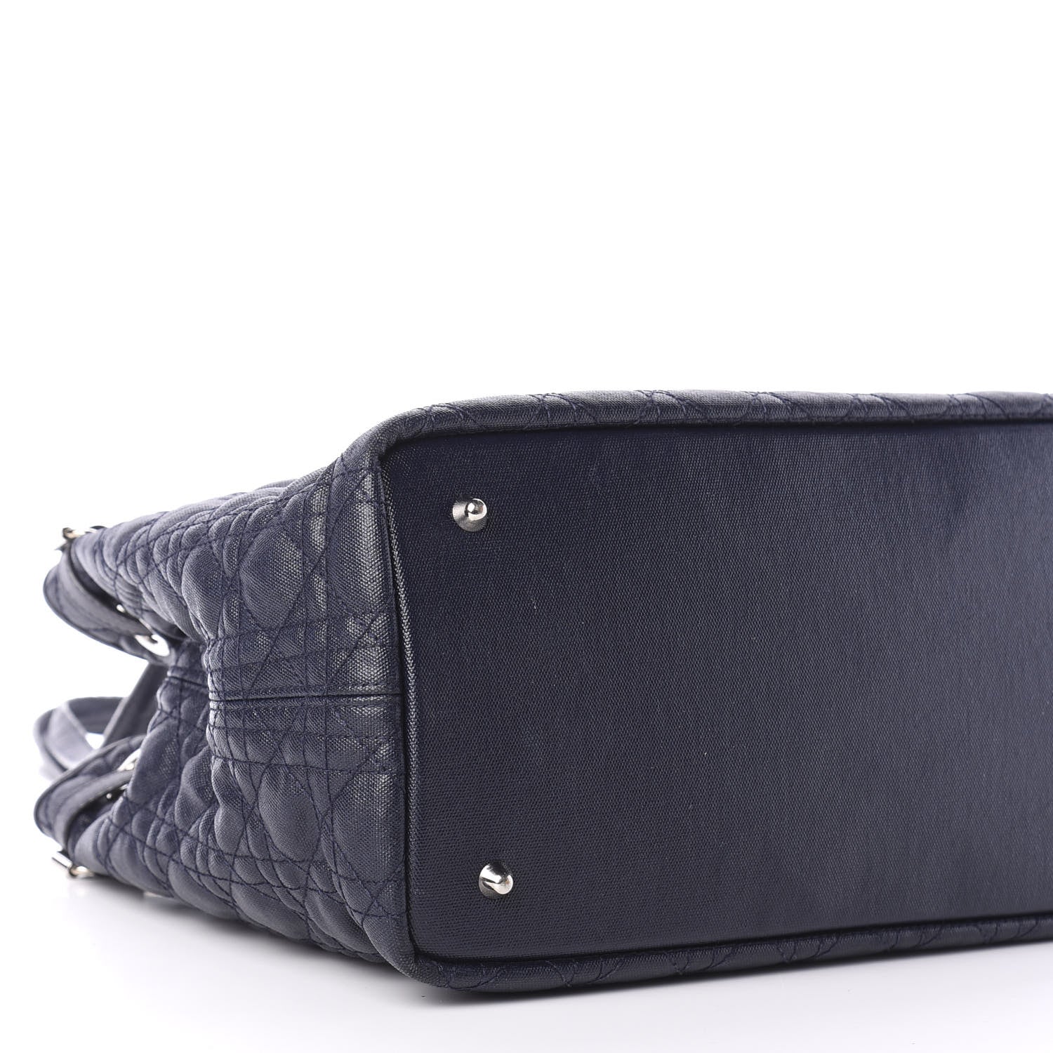 Christian Dior Coated Canvas Cannage Medium Panarea Tote Navy 6 of 12
