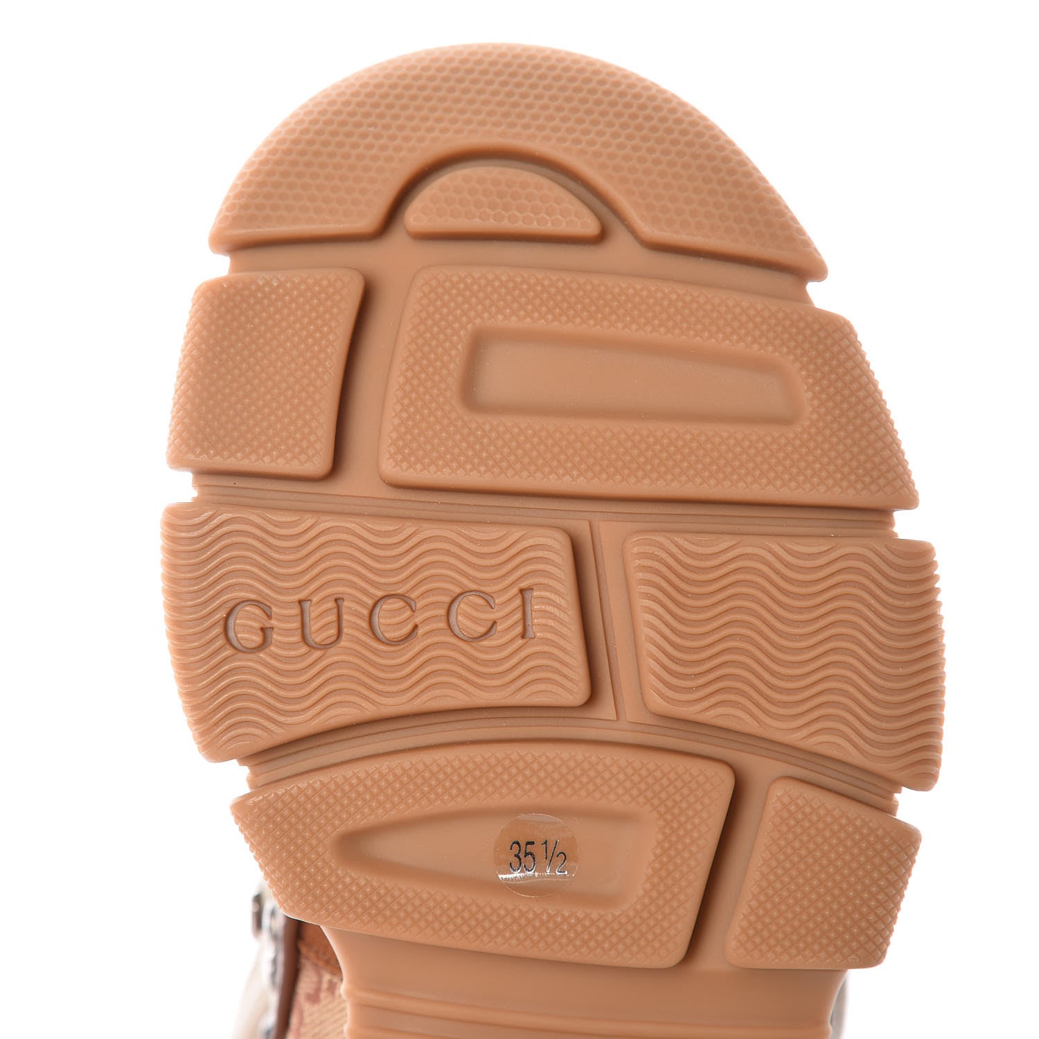 Gucci X SEGA Suede Calfskin GG Monogram Womens Flashtrek High-Top Sneakers 35.5 New Cuir Beige Ruggine 6 of 10