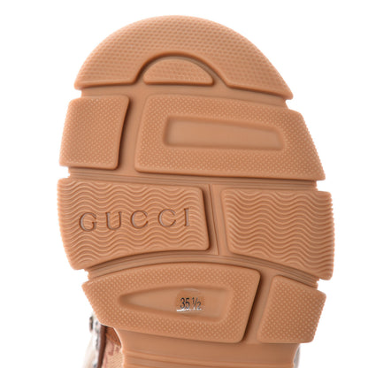 Gucci X SEGA Suede Calfskin GG Monogram Womens Flashtrek High-Top Sneakers 35.5 New Cuir Beige Ruggine 6 of 10