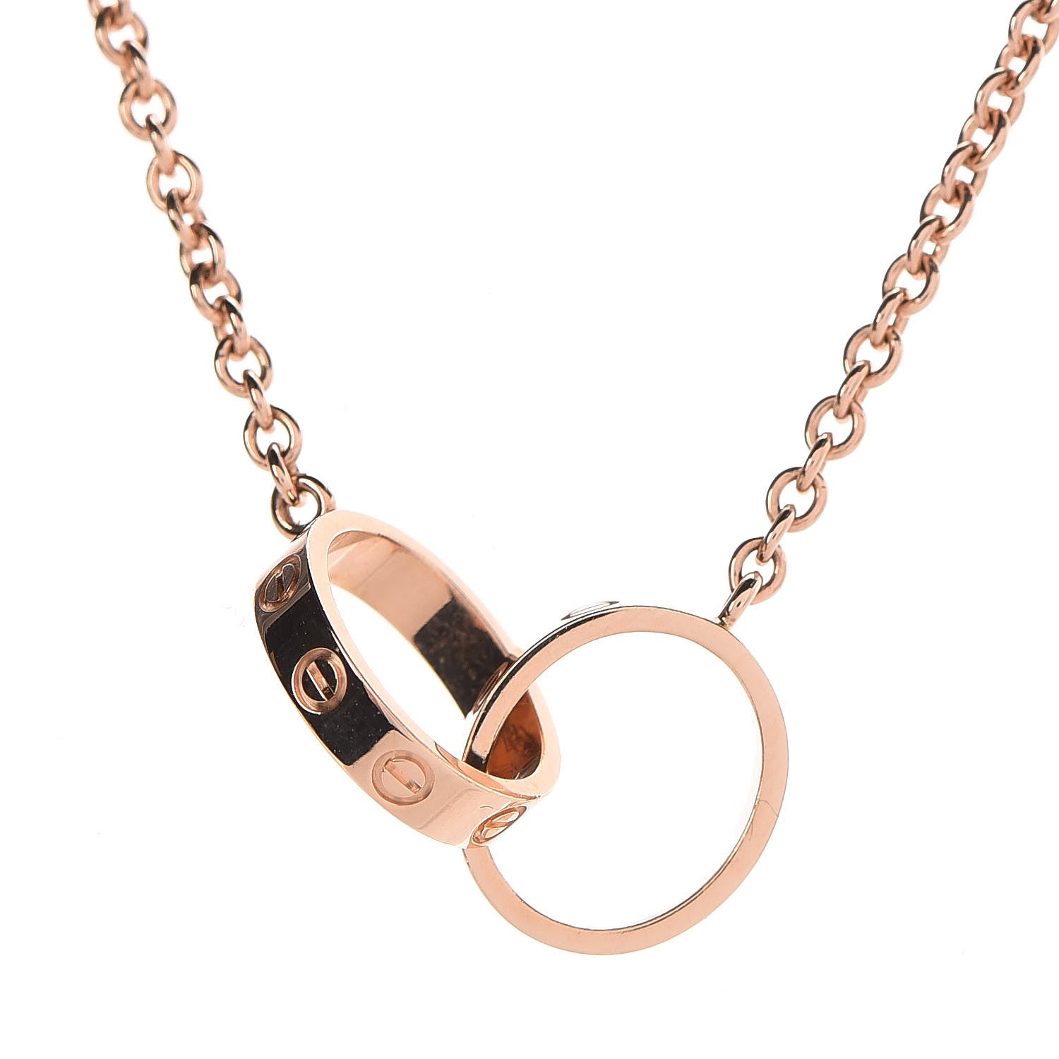 Cartier 18K Pink Gold Interlocking LOVE Necklace 4 of 7