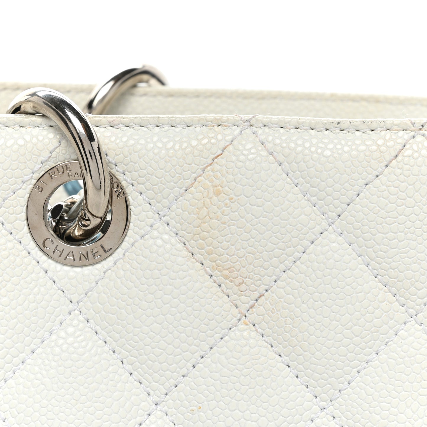 Caviar Quilted XL Grand Shopping Tote GST White