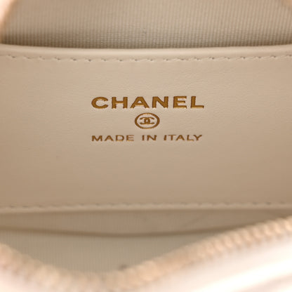 Chanel Shiny Caviar Quilted Bow Pouch Hobo White 6 of 13