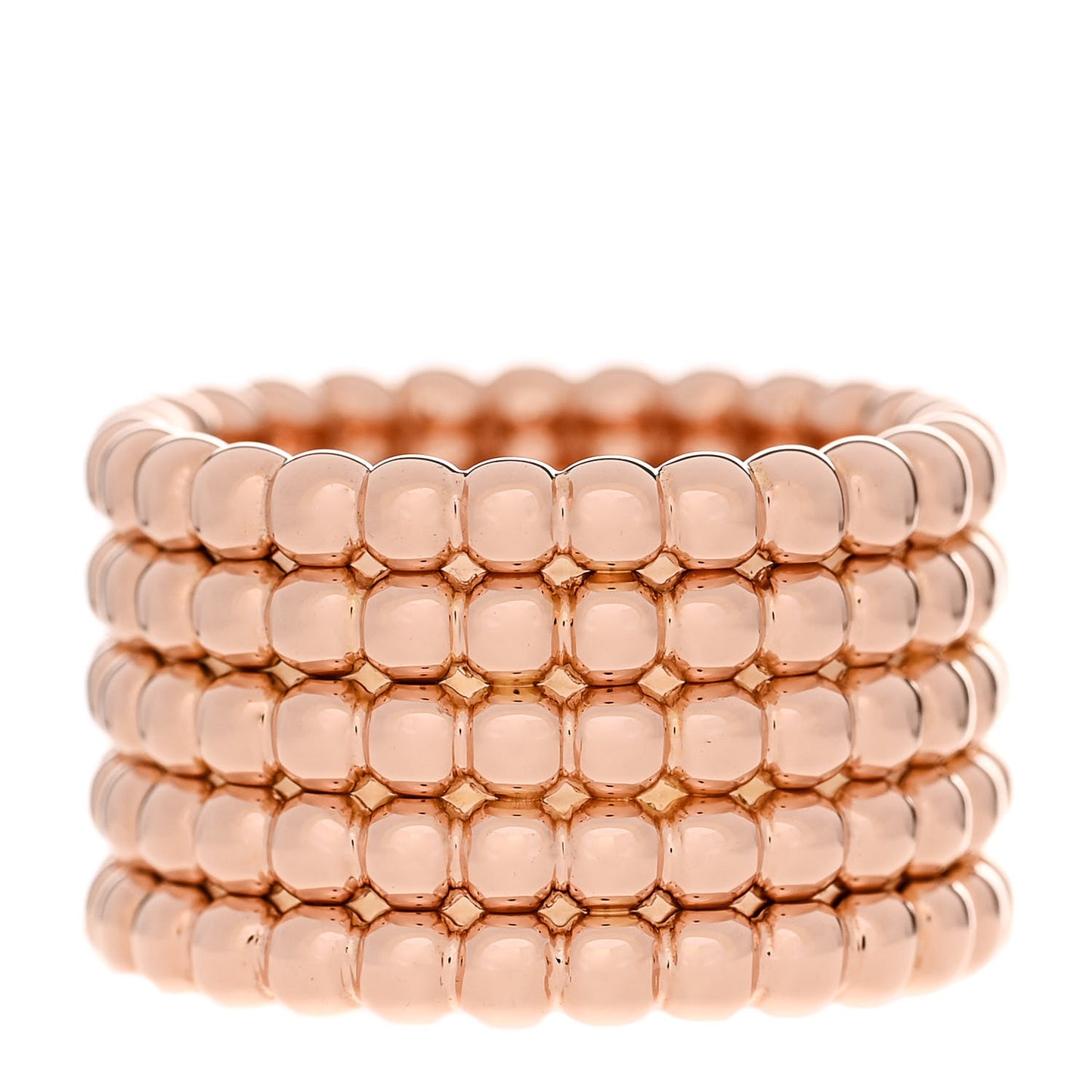 18K Rose Gold Perlee Pearls of Gold 5 Row Ring 53 6.5