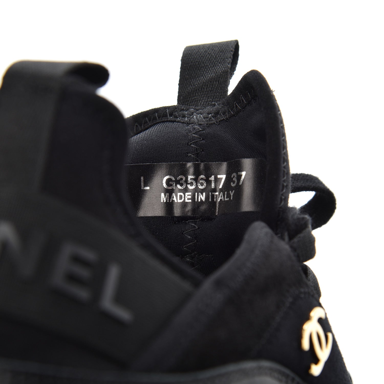 Chanel Velvet Calfskin Mixed Fibers CC Sneakers 37 Black 8 of 13