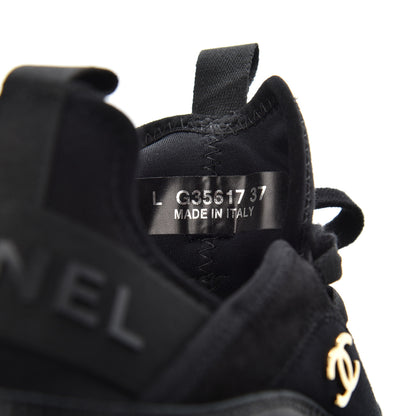 Chanel Velvet Calfskin Mixed Fibers CC Sneakers 37 Black 8 of 13