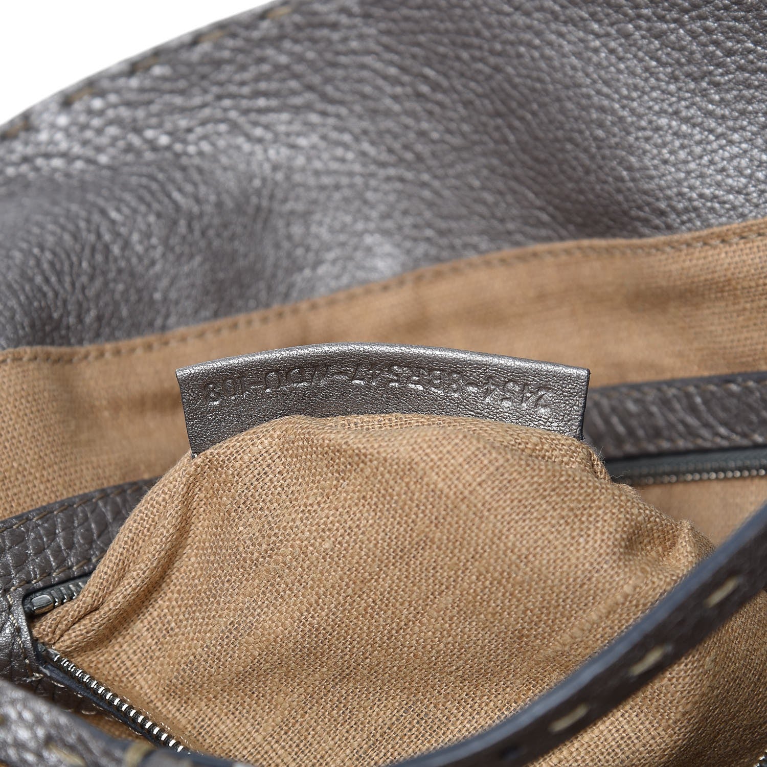 Fendi Cuoio Romano Selleria Medium Linda Satchel Peltro 7 of 13