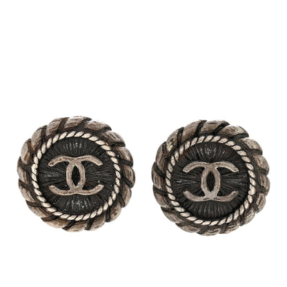 Chanel Metal Round CC Stud Earrings Ruthenium 1 of 4