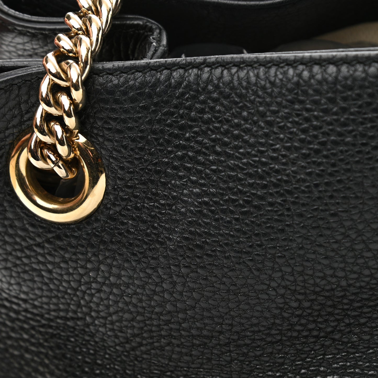 Pebbled Calfskin Medium Soho Chain Shoulder Bag Black