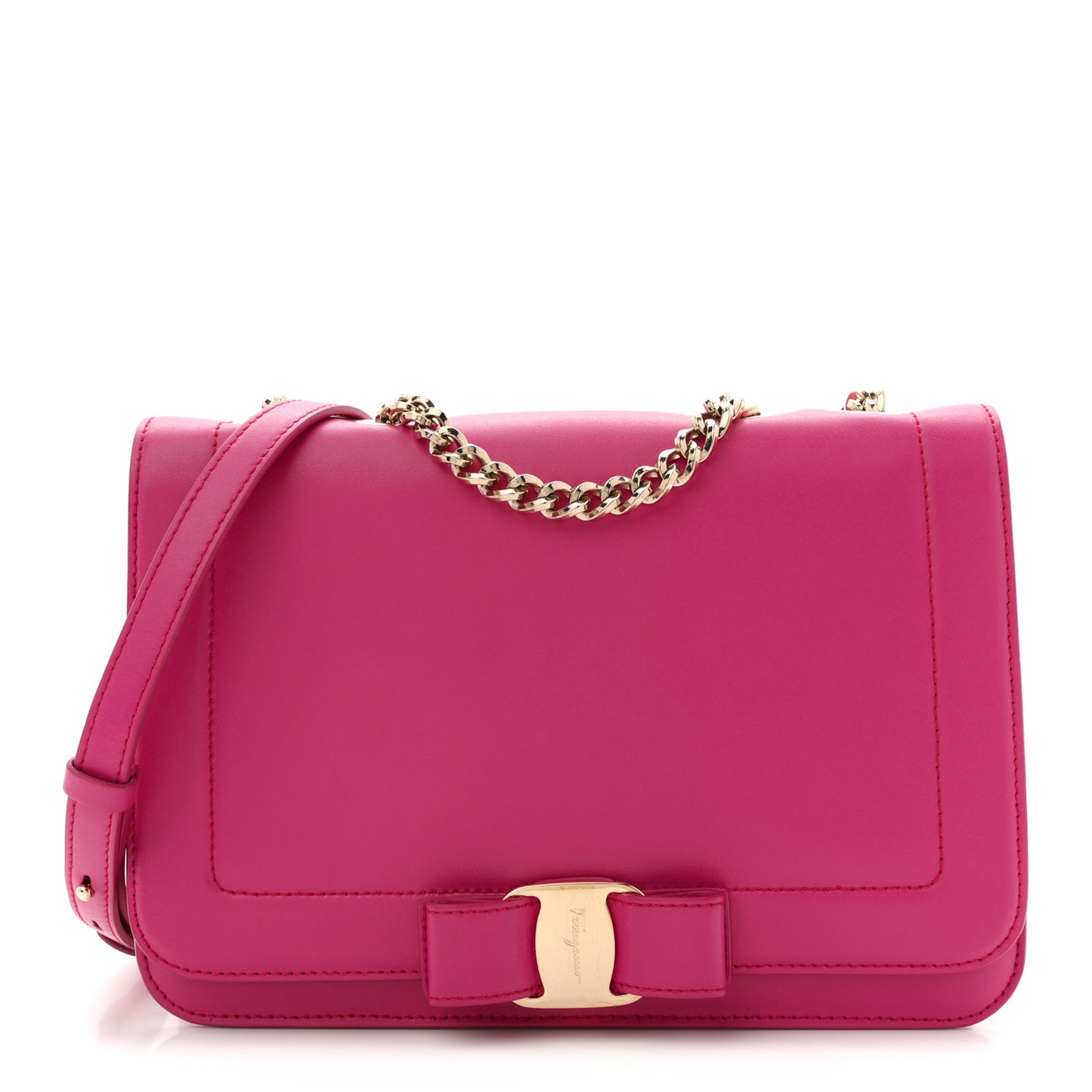 Smooth Calfskin Vara Bow Chain Flap Crossbody Begonia