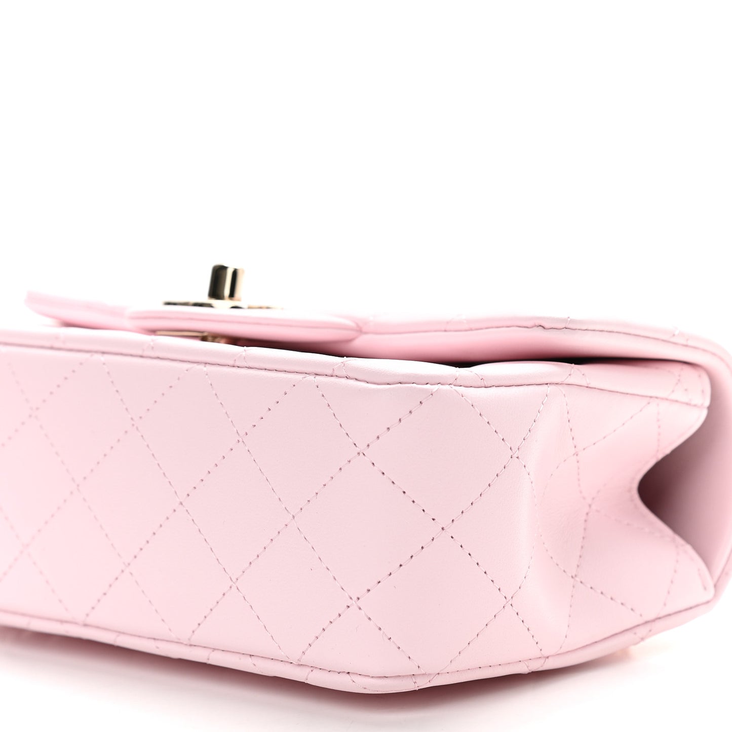Lambskin Quilted Mini Top Handle Rectangular Flap Light Pink