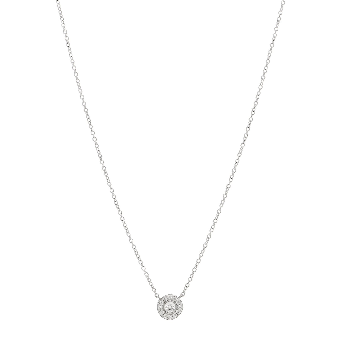 Platinum Diamond .12ctw Circlet Pendant Necklace