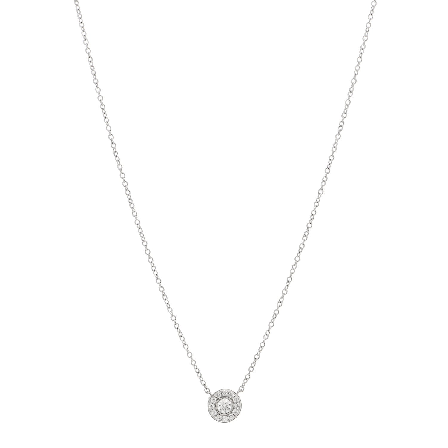 Tiffany Platinum Diamond .12ctw Circlet Pendant Necklace 1 of 4