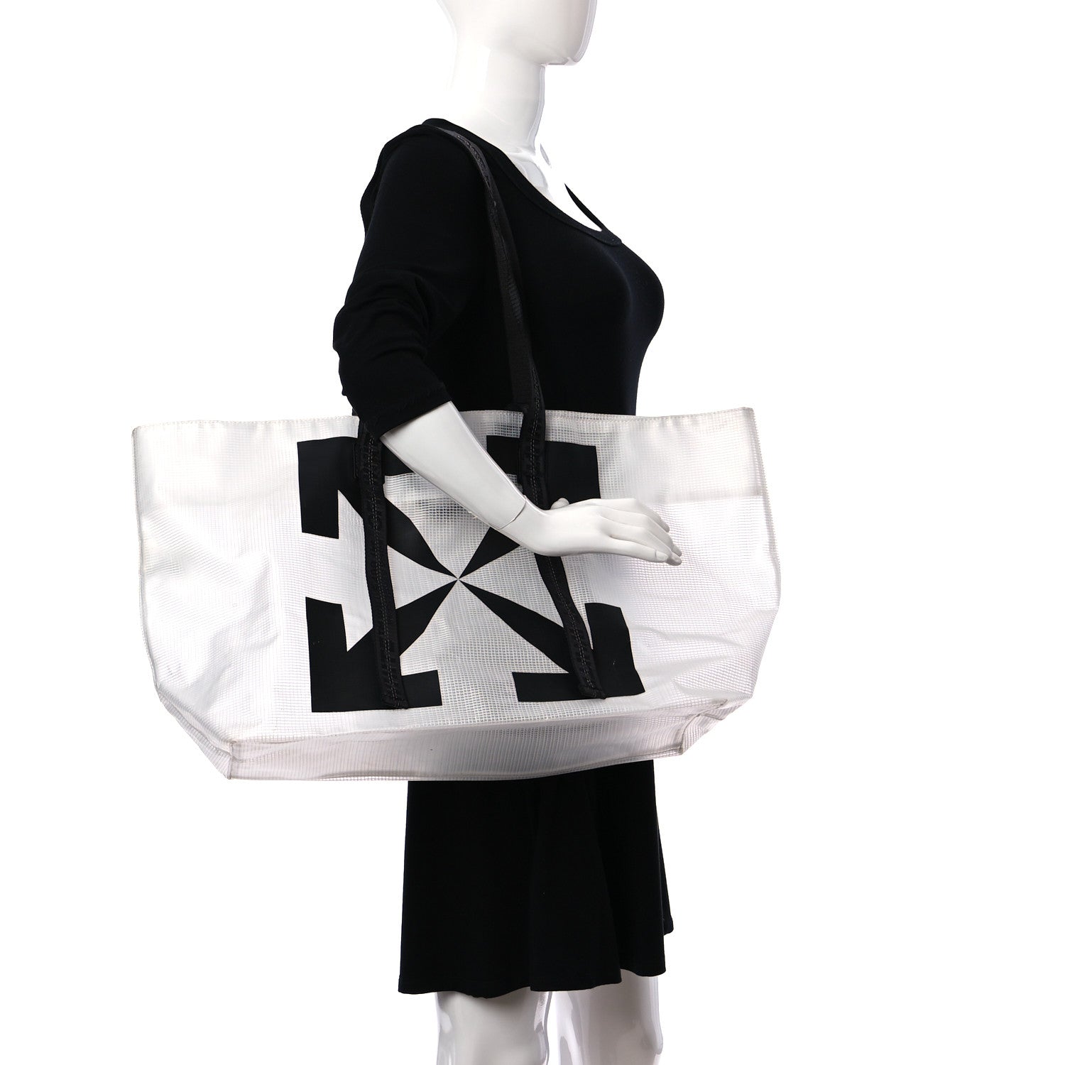 Off-White PVC Transparent Arrows Logo Tote Bag White Black 2 of 15