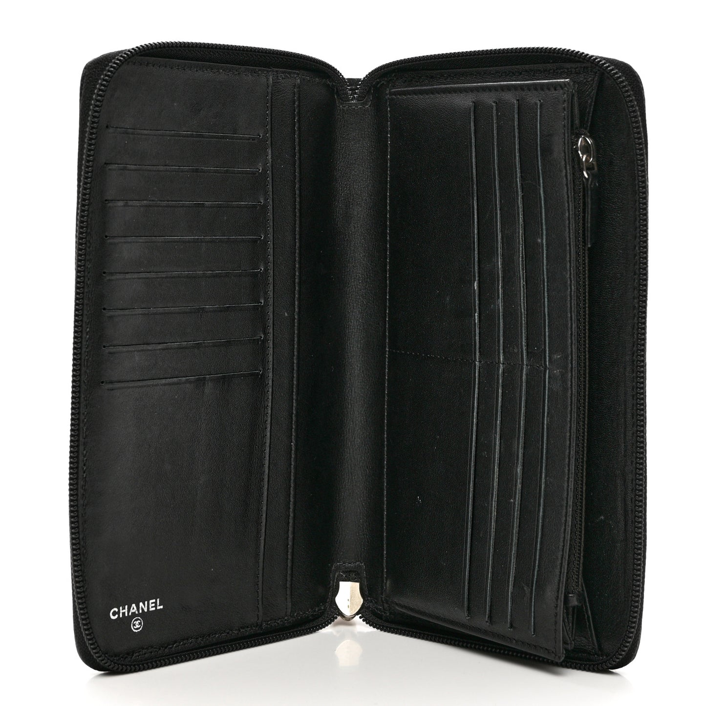 Caviar Large Timeless CC Zip Around Organizer Wallet Black