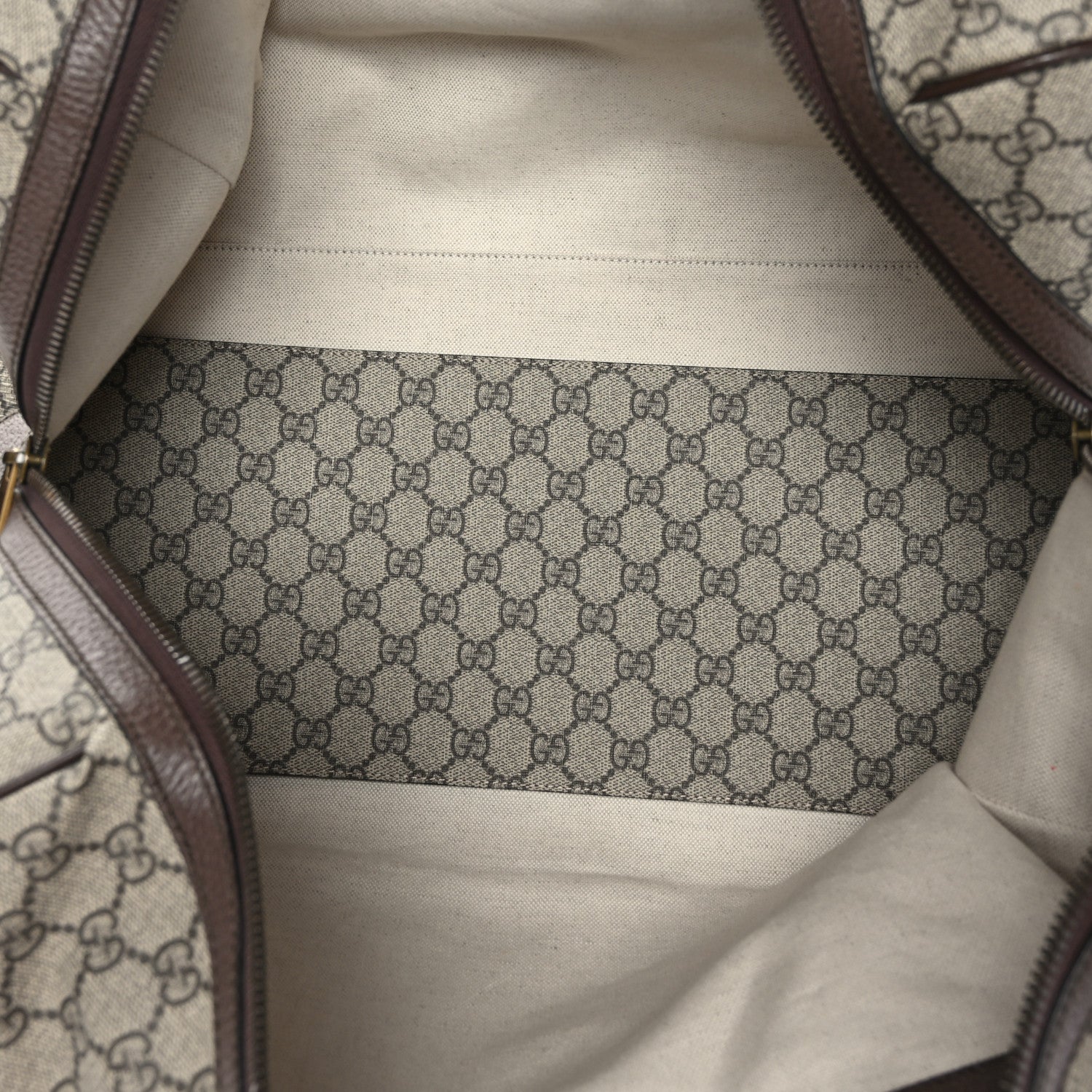 Gucci GG Supreme Monogram Textured Dollar Calfskin Web Medium Ophidia Carry-On Duffle Bag Beige Ebony New Acero 5 of 12