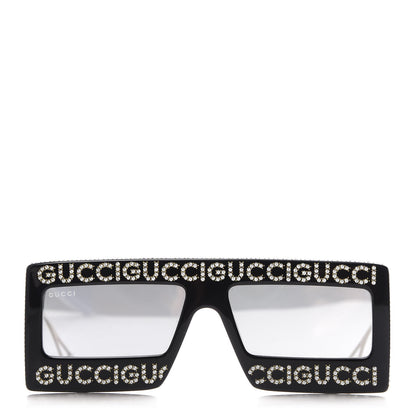 Gucci Acetate Crystal Mask-Frame Sunglasses GG0431S Black 2 of 8