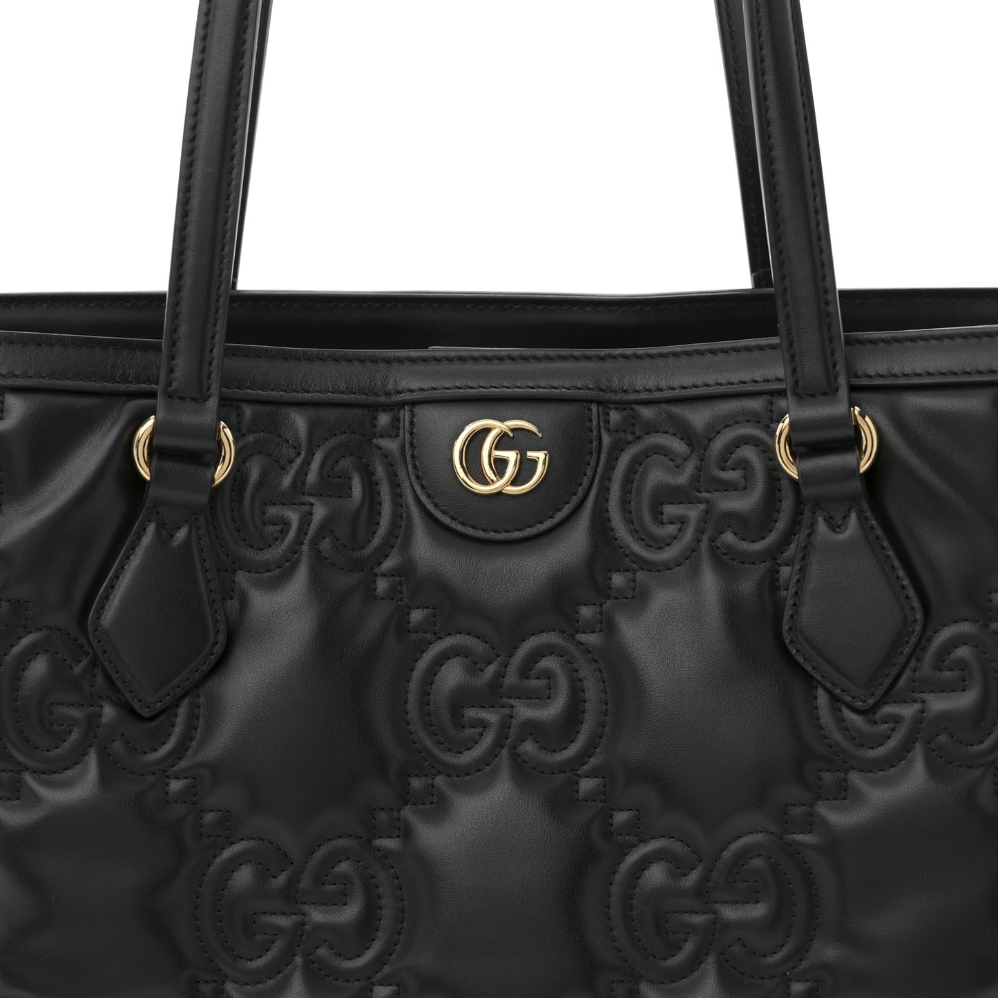 Calfskin GG Matelasse Medium Ophidia Shopping Tote Black