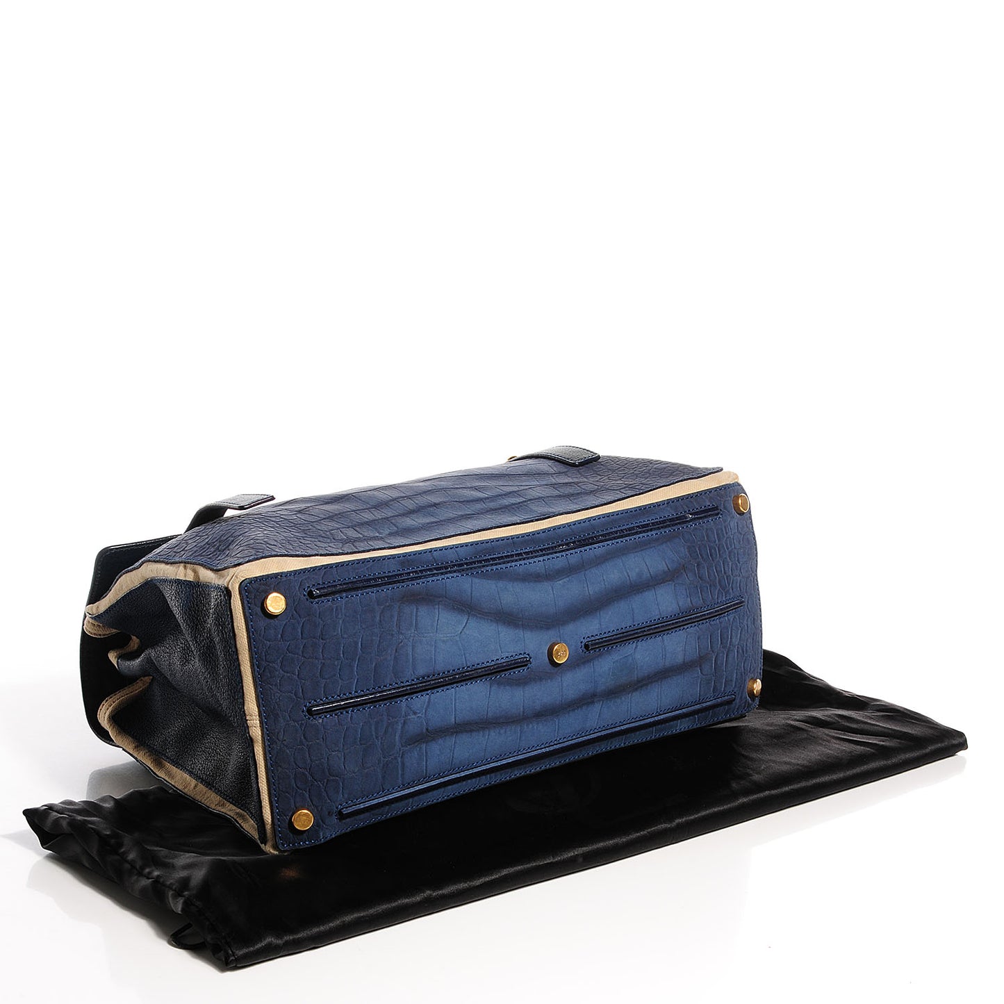 Leather Nubuck Crocodile Embossed Large Muse Two Blue