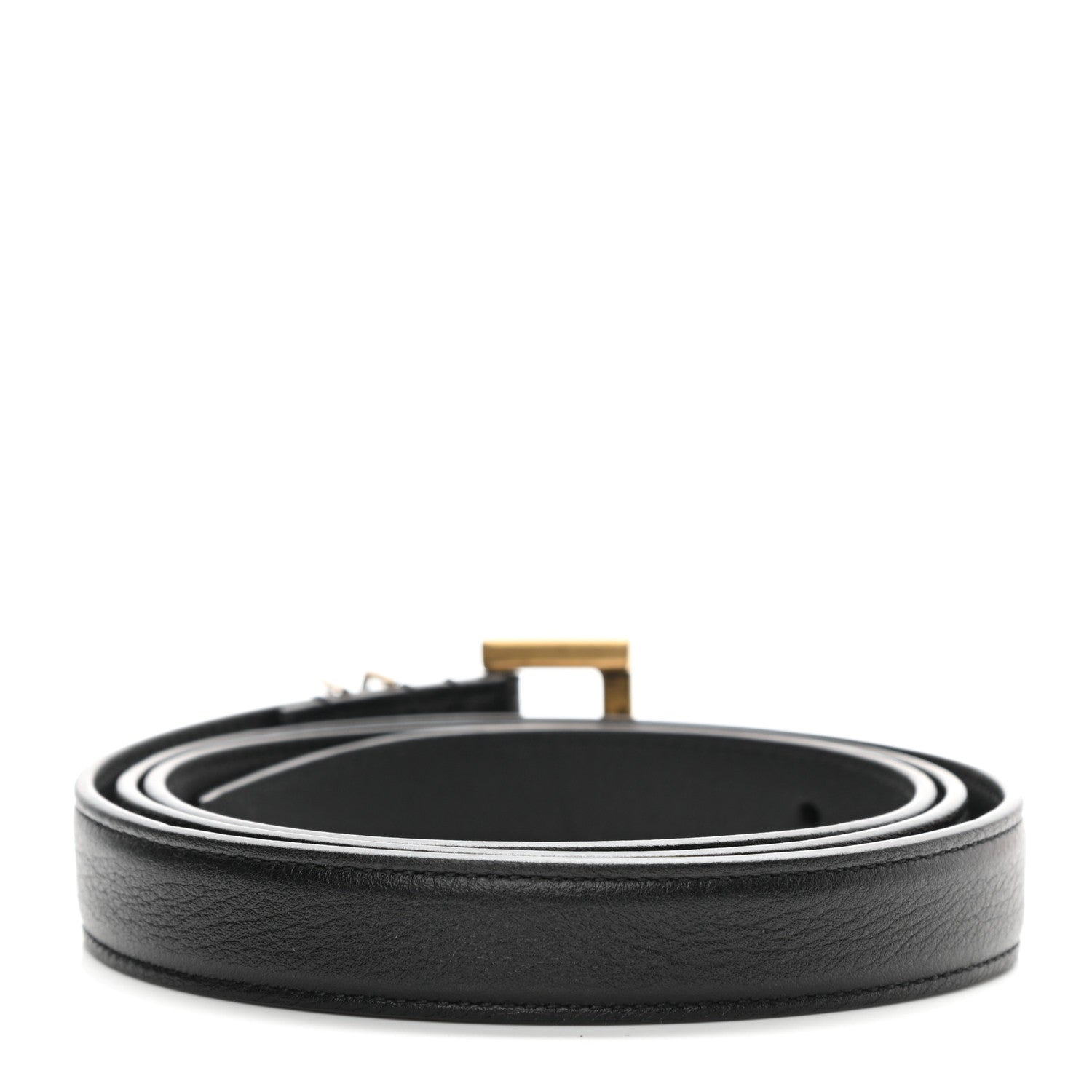 Saint Laurent Smooth Calfskin Monogram Square Buckle Belt 95 38 Black 2 of 6