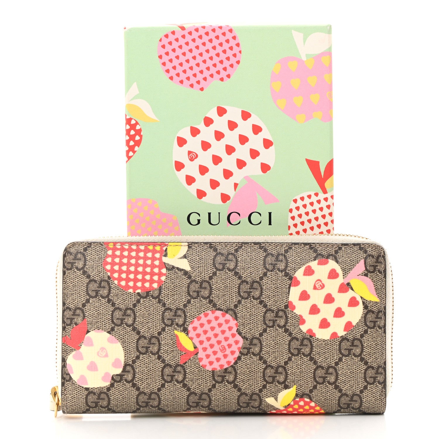 Gucci GG Supreme Monogram Les Pommes Zip Around Wallet Beige Multicolor Mystic White 13 of 13