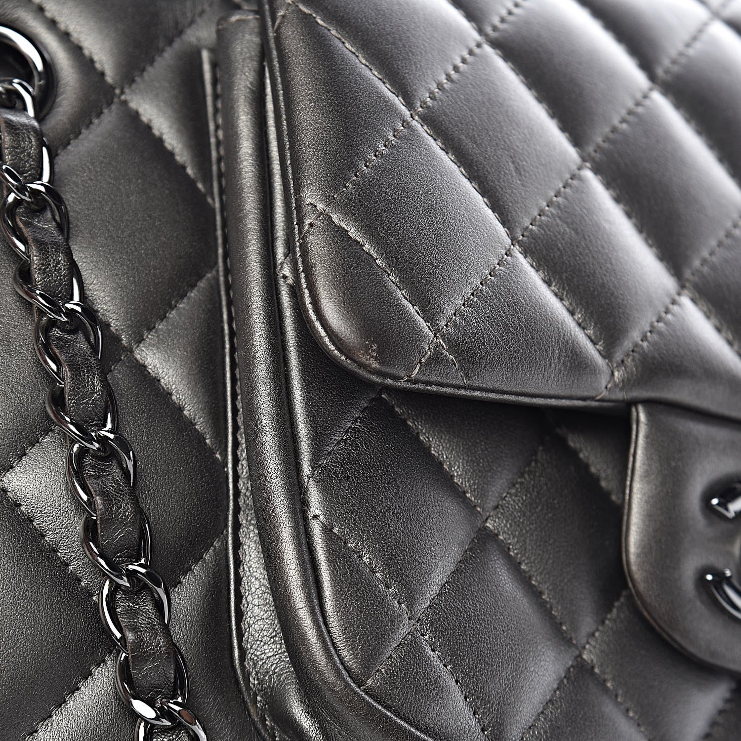 Chanel Metallic Calfskin Quilted Flap Tote Dark Silver 16 of 18