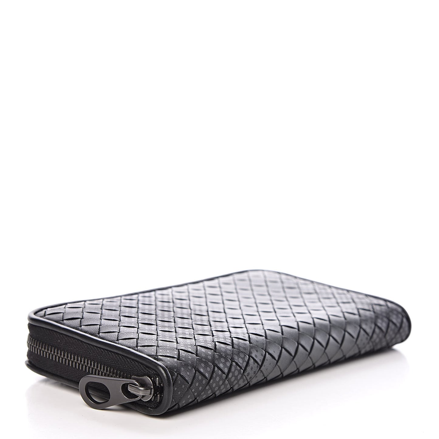 Nappa Intrecciato Gradient Spotted Zip Around Wallet Black Gray