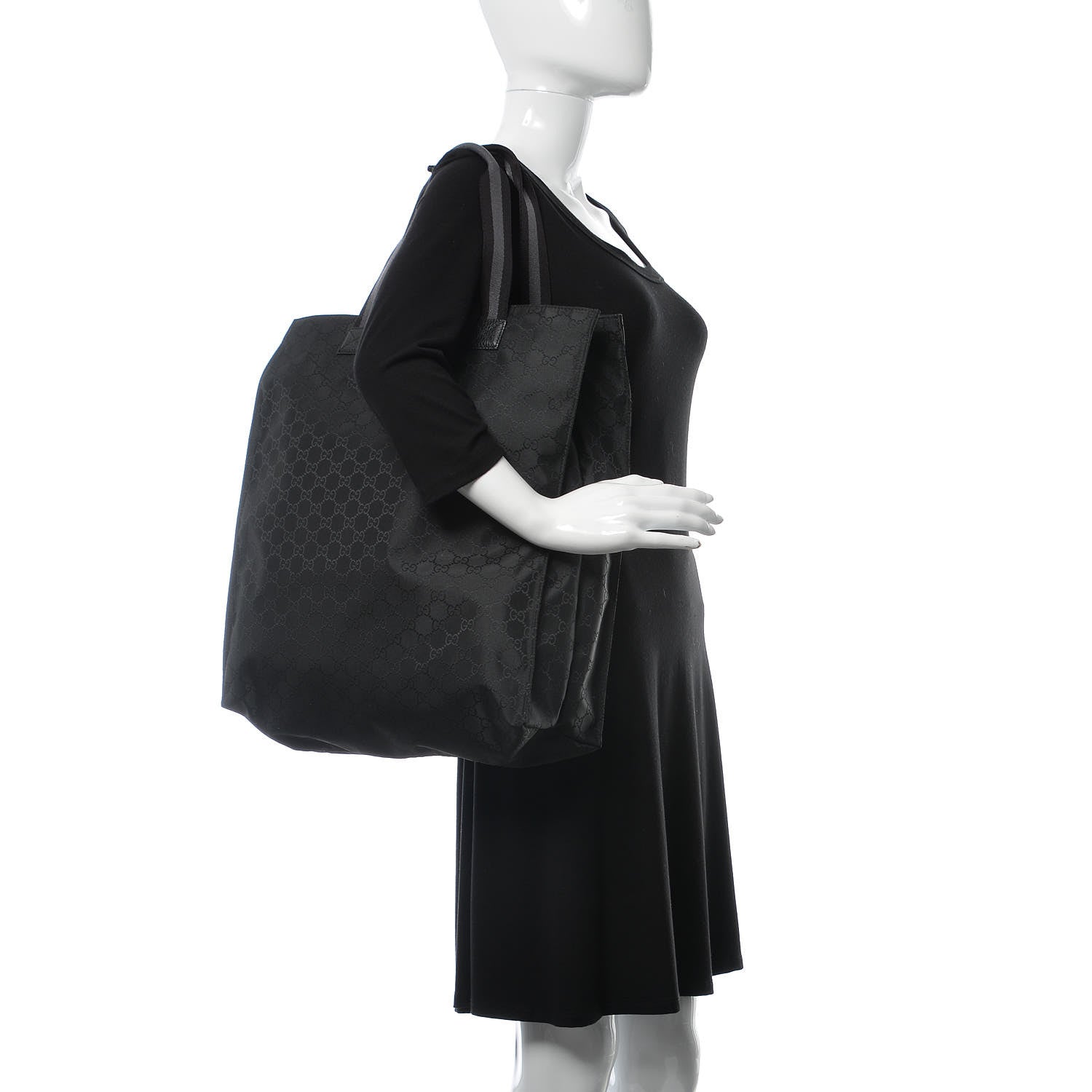 Gucci Nylon Monogram Vertical Tote Black 2 of 10